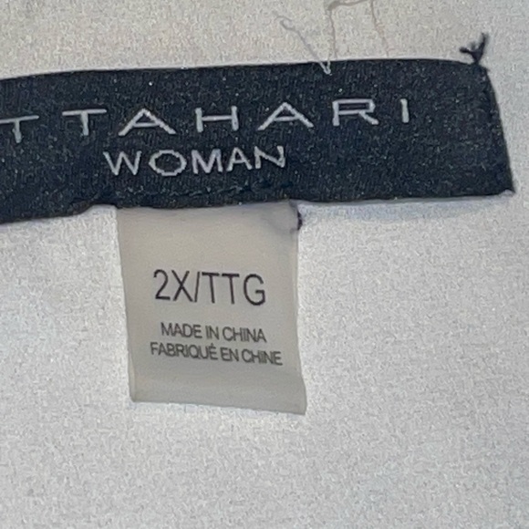 T Tahari Button Down Ruffle Cuff Chiffon Blouse Ivory Size 2X NWT sheer whimsy - Picture 4 of 8